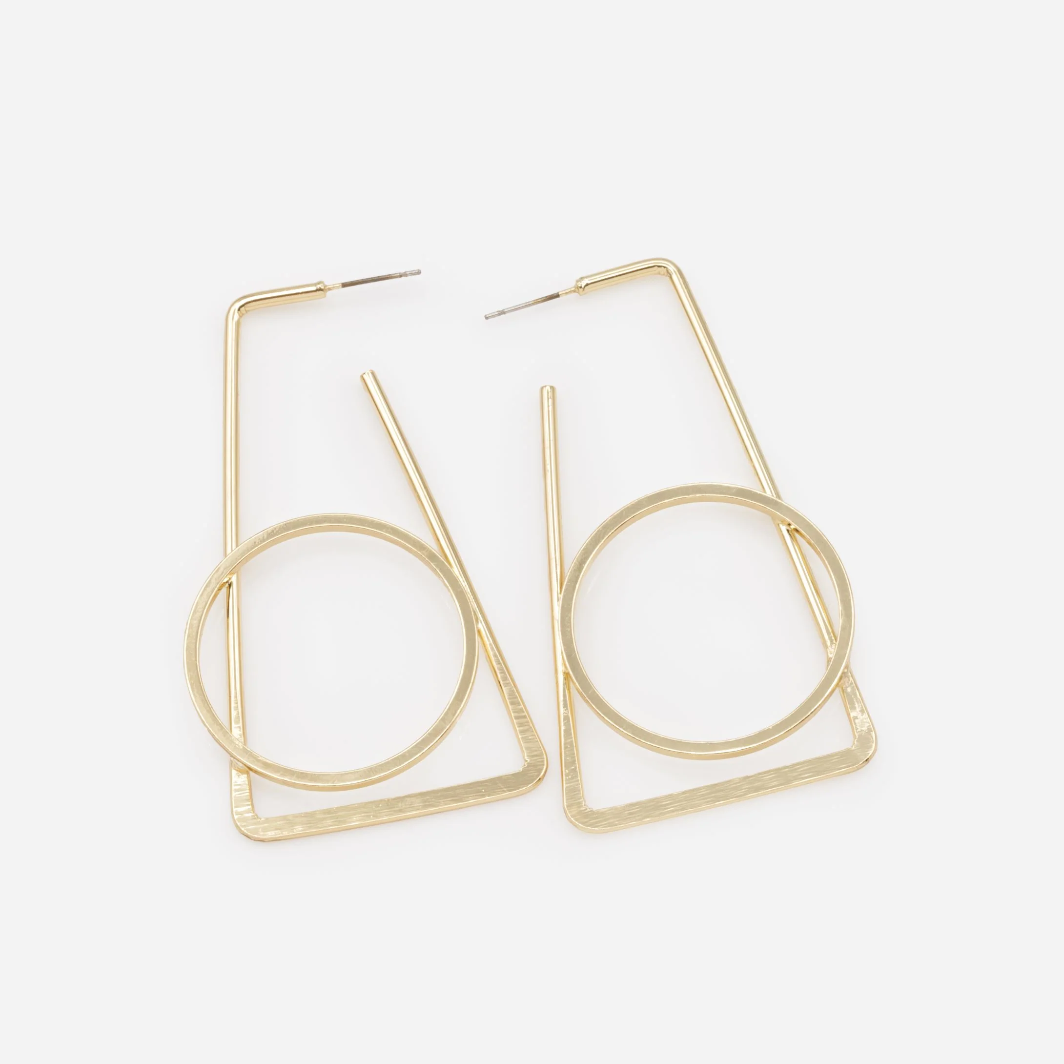 Grandes boucles d'oreilles dorées géométriques - Image 2